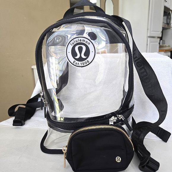 Lululemon Clear Backpack with Black Pouch Bundle - Picture 1 of 9
